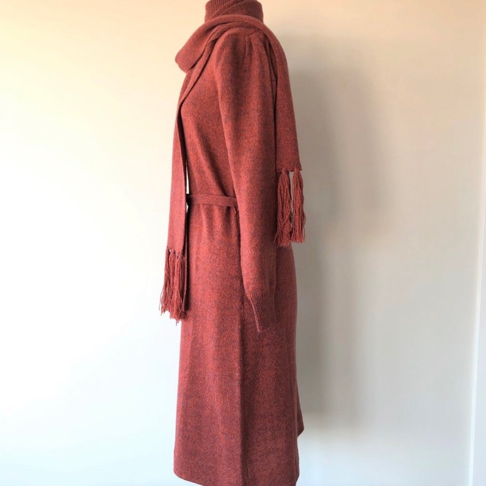 🔥🧡 💜🍁 Vintage Turtleneck Sweater Dress with Matching Scarf - Picture 2 of 11